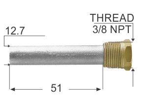 Zinc Engine Cooling Pencil Anode With Plug (3/8 Npt X 1/2 X 2)