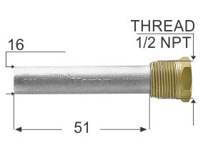 Zinc Engine Cooling Pencil Anode With Plug (1/2 Npt X 5/8 X 2)