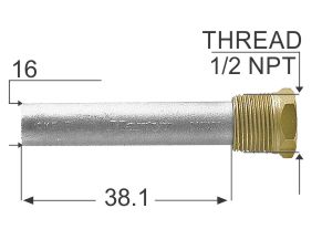 Zinc Engine Cooling Pencil Anode With Plug (1/2 Npt X 5/8 X 1-5/8)