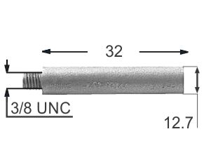 Zinc Engine Cooling System Pencil Anode Replacement (3/8 Unc X 1/2 X 1-1/4)