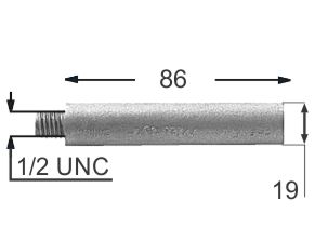 Zinc Engine Cooling System Pencil Anode Replacement (1/2 Unc X 3/4 X 3-3/8)