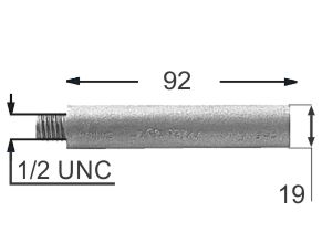 Zinc Engine Cooling System Pencil Anode Replacement (1/2 Unc X 3/4 X 3-5/8)